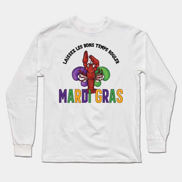 Crawfish Mardi Gras Long Sleeve T-Shirt by Statewear